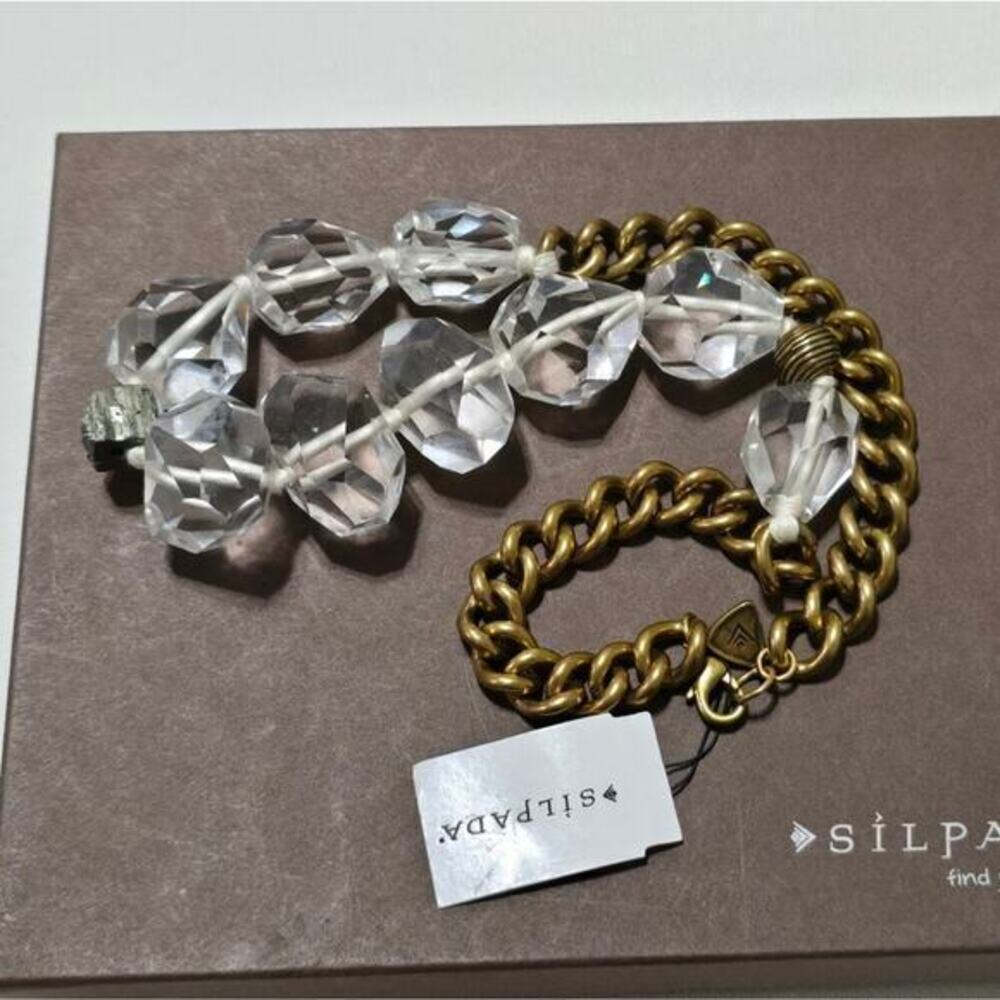 Silpada KRN0138 CRYSTAL ROCKS Necklace Faceted Cut‎ Glass Pyrite Brass Necklace